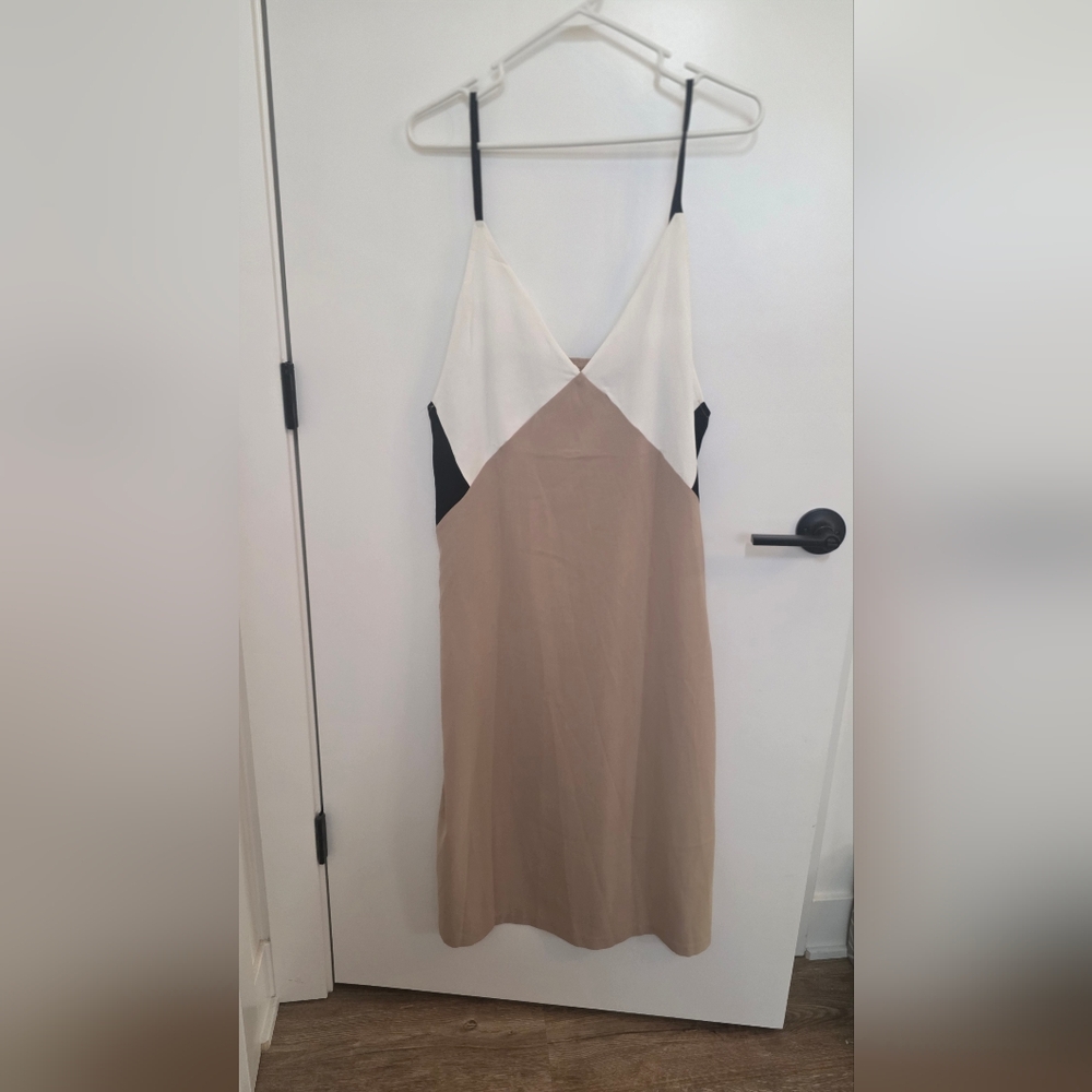 Neutral Colorblock Midi Dress